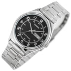 Casio MTP-V006D-1B2 férfi karóra, acél szíj, fekete számlap, 38 mm, kvarc, WR30