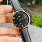 Casio MTP-VT01GL-1B2 férfi karóra, 40 mm, fekete/arany, bőr szíj, WR30