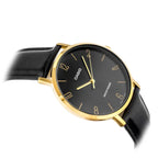 Casio MTP-VT01GL-1B2 férfi karóra, 40 mm, fekete/arany, bőr szíj, WR30