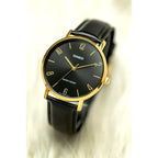 Casio MTP-VT01GL-1B2 férfi karóra, 40 mm, fekete/arany, bőr szíj, WR30