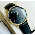 Casio MTP-VT01GL-1B2 férfi karóra, 40 mm, fekete/arany, bőr szíj, WR30