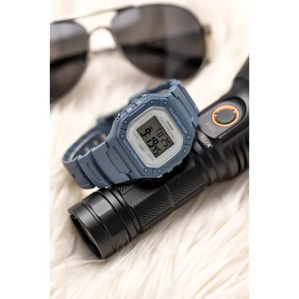 Casio W-218HC-2AVDF uniszex digitális karóra, kék, WR50, dobozzal