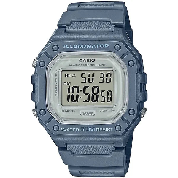 Casio W-218HC-2AVDF uniszex digitális karóra, kék, WR50, dobozzal