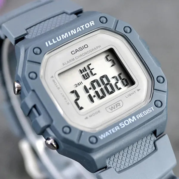 Casio W-218HC-2AVDF uniszex digitális karóra, kék, WR50, dobozzal