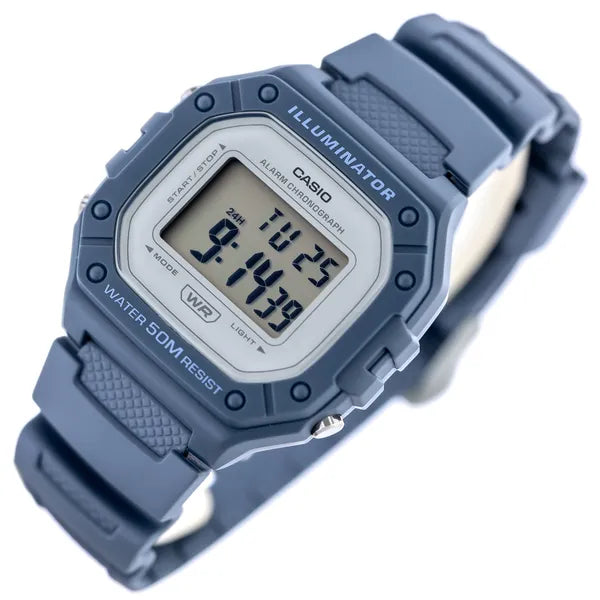 Casio W-218HC-2AVDF uniszex digitális karóra, kék, WR50, dobozzal