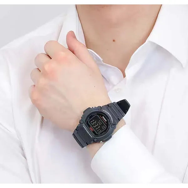 Casio W-219H-8BVEF férfi digitális karóra, fekete, WR50, LED, díszdoboz
