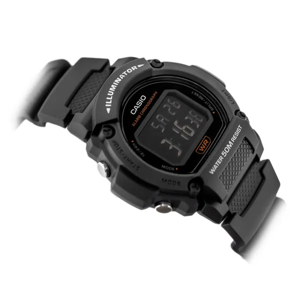 Casio W-219H-8BVEF férfi digitális karóra, fekete, WR50, LED, díszdoboz