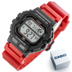 Casio WS-1400H-4AVEF férfi digitális sportóra, WR100, piros szíj