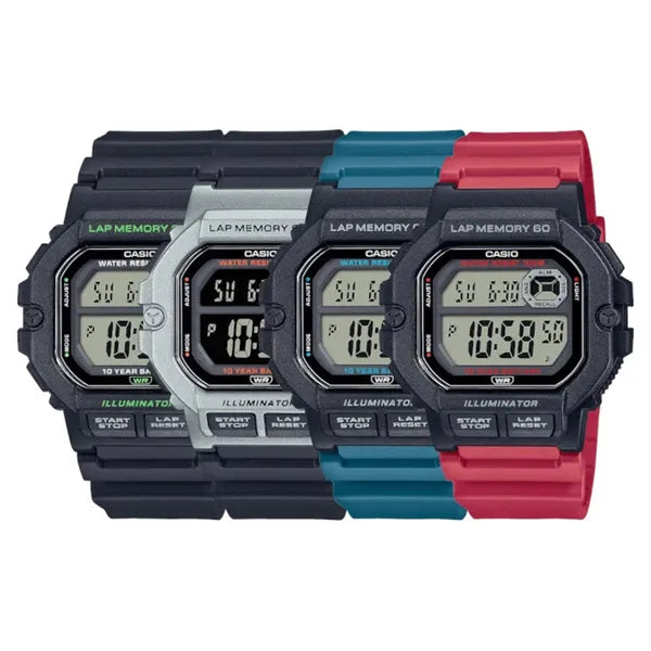 Casio WS-1400H-4AVEF férfi digitális sportóra, WR100, piros szíj