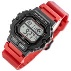 Casio WS-1400H-4AVEF férfi digitális sportóra, WR100, piros szíj