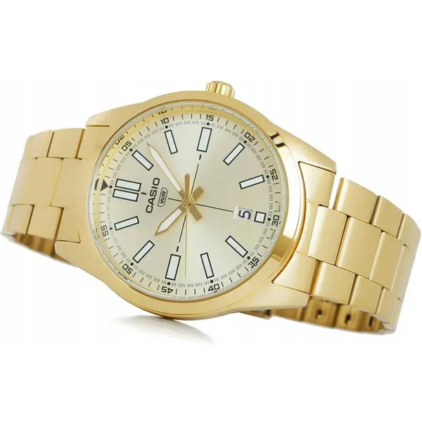 Casio férfi karóra MTP-VD02G-9EUDF, arany, acél szíj, WR30, dátum