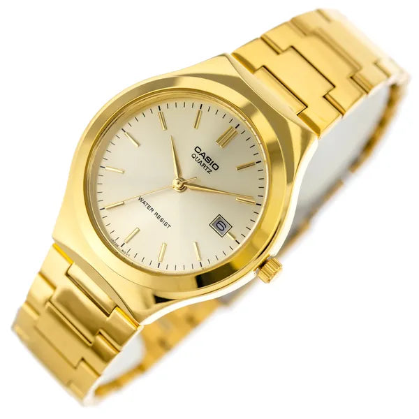 Casio MTP-1170N-9A uniszex arany nemesacél kvarc karóra, 41 mm, dátum, doboz