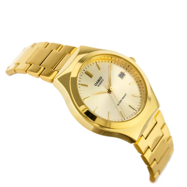 Casio MTP-1170N-9A uniszex arany nemesacél kvarc karóra, 41 mm, dátum, doboz