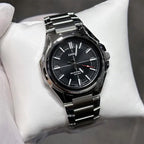 Casio MTP-RS100D-1A férfi karóra, solar, acél szíj, fekete számlap, WR50