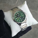 Casio MTP-RS100D-3A férfi karóra, napelemes, acél, zöld, WR50