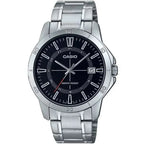 Casio MTP-V004D-1CUDF férfi karóra, acél szíj, fekete számlap, WR30, díszdoboz