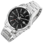 Casio MTP-V004D-1CUDF férfi karóra, acél szíj, fekete számlap, WR30, díszdoboz