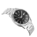 Casio MTP-V004D-1CUDF férfi karóra, acél szíj, fekete számlap, WR30, díszdoboz