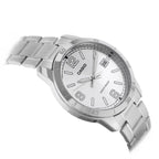 Casio férfi karóra, ezüst acél, kvarc, 42 mm, dátum, WR30, díszdoboz