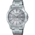 Casio MTP-V004D-7CUDF férfi karóra, ezüst, acél szíj, dátum, WR30
