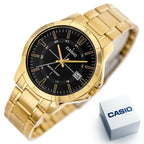 Casio férfi karóra MTP-V004G-1CUDF, aranyszínű acél, fekete számlap, 42 mm, WR30