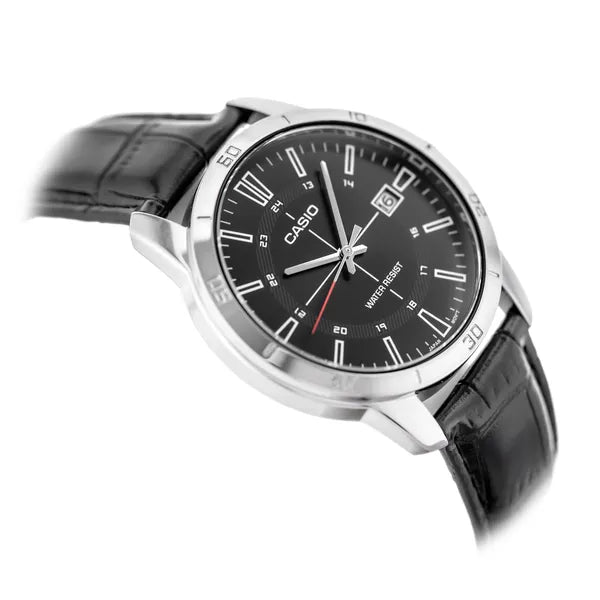 Casio MTP-V004L-1CUDF férfi karóra, kvarc, fekete bőr szíj, WR30, dátum