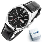 Casio férfi karóra MTP-V006L-1C, fekete bőr szíj, 38 mm, WR30, díszdoboz