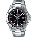 Casio MTP-VD01D-1E2VUDF férfi karóra, acél tok és szíj, fekete számlap, WR50