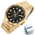 Casio MTP-VD300G-1EUDF férfi karóra, arany acélszíj, fekete számlap, 44 mm