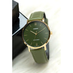 Casio MTP-VT01GL-3B férfi karóra, zöld számlap, bőr szíj, WR30, 40 mm