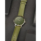 Casio MTP-VT01GL-3B férfi karóra, zöld számlap, bőr szíj, WR30, 40 mm