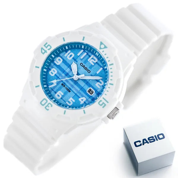 Casio LRW-200H-2CVDF női karóra, kvarc, 39 mm, WR100, fehér/kék + díszdoboz