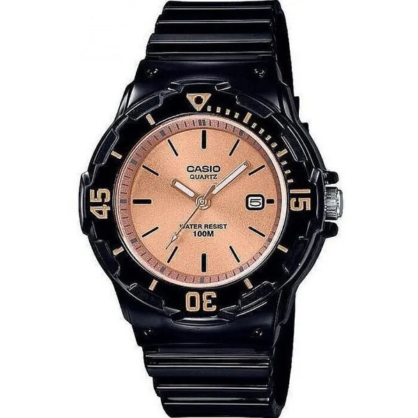 Casio női karóra LRW-200H-9E2VDF, 39 mm, WR100, fekete gumi, rózsaarany