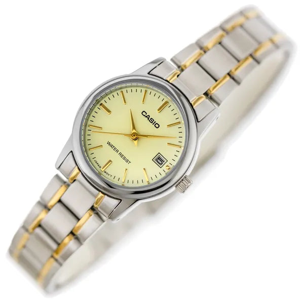 Casio LTP-V002SG-9A női karóra, kvarc, 31 mm, acél, WR30, arany számlap