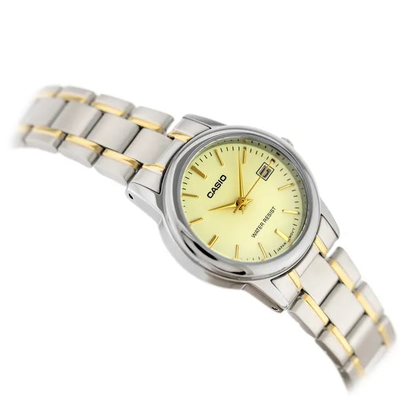 Casio LTP-V002SG-9A női karóra, kvarc, 31 mm, acél, WR30, arany számlap