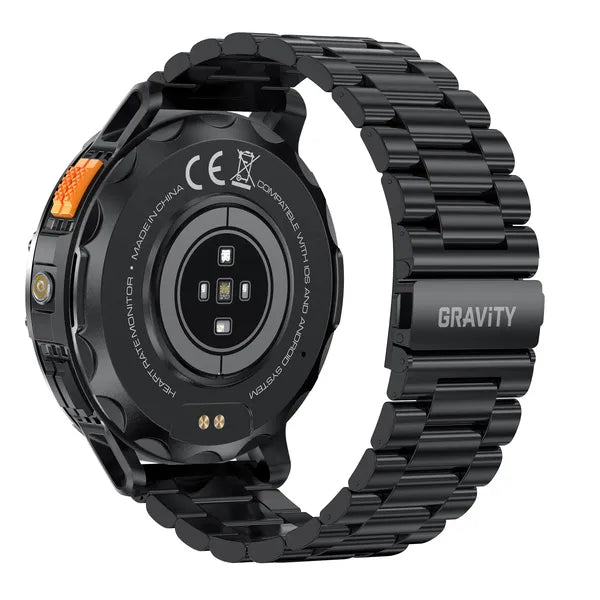 Gravity GT22-1 férfi okosóra fekete, 1,43" IPS, BT hívás, IP67, 530 mAh, 2 szíj