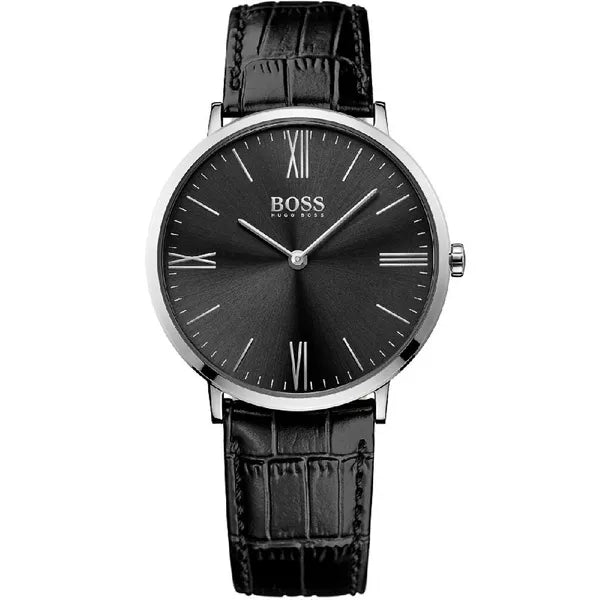 Hugo Boss Jackson 1513369 férfi karóra, 40 mm, fekete bőr, ezüst, WR30