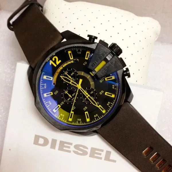 Diesel DZ4401 férfi karóra, 51 mm, kék számlap, barna bőr szíj, 10 ATM, díszdoboz