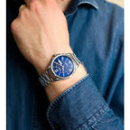 Casio MTP-1384D-2A férfi karóra, kék számlap, acél szíj, WR100, 41 mm