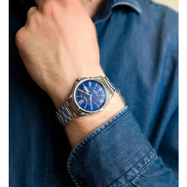 Casio MTP-1384D-2A férfi karóra, kék számlap, acél szíj, WR100, 41 mm