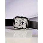 Casio MTP-M305L-7AV férfi karóra, bőrszíj, fehér számlap, holdfázis, WR50