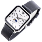 Casio MTP-M305L-7AV férfi karóra, bőrszíj, fehér számlap, holdfázis, WR50