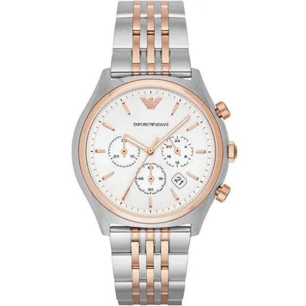 Emporio Armani férfi karóra AR1998, krónográf, acél, 43 mm, fehér, WR50