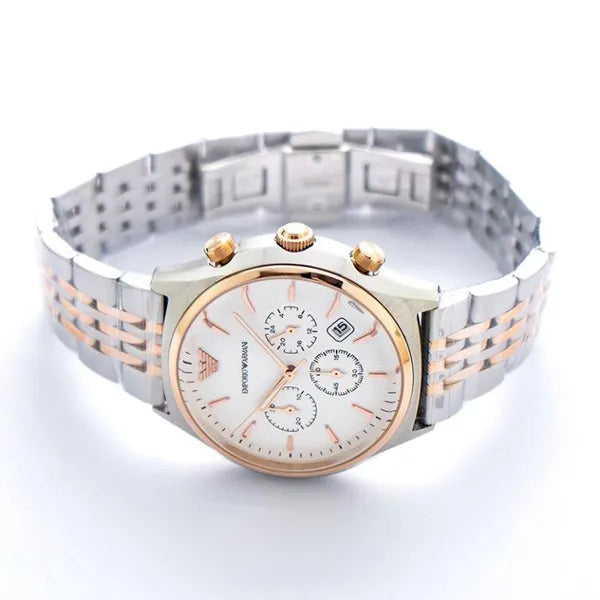 Emporio Armani férfi karóra AR1998, krónográf, acél, 43 mm, fehér, WR50