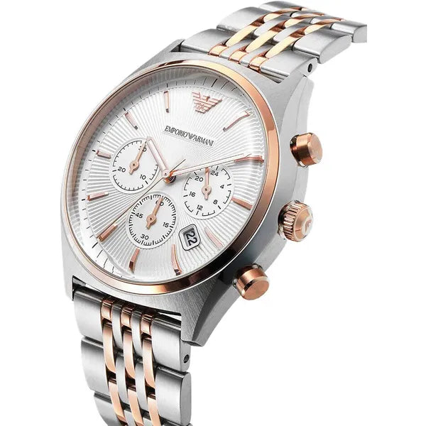 Emporio Armani férfi karóra AR1998, krónográf, acél, 43 mm, fehér, WR50