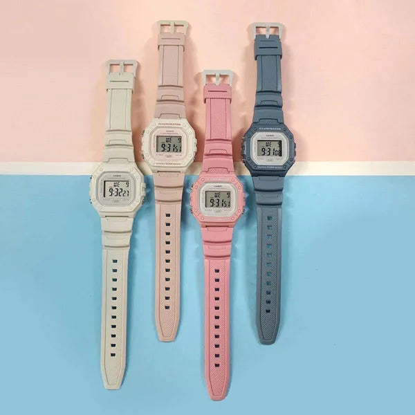 Casio W-218HC-4A uniszex digitális karóra, rózsaszín, WR50, LED, stopper
