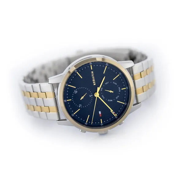 Tommy Hilfiger Easton 1710432 férfi karóra, kék számlap, 44 mm, 5 ATM, acél szíj