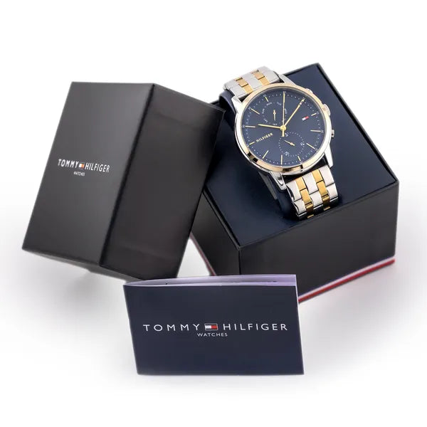 Tommy Hilfiger Easton 1710432 férfi karóra, kék számlap, 44 mm, 5 ATM, acél szíj