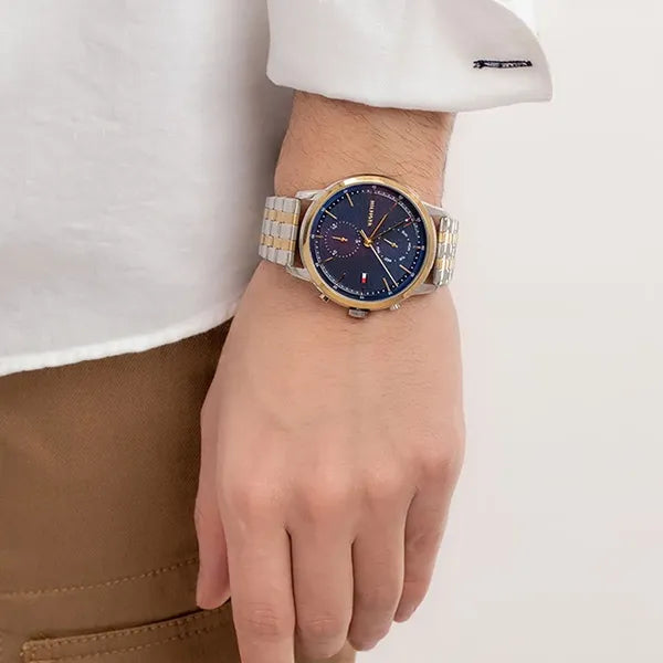 Tommy Hilfiger Easton 1710432 férfi karóra, kék számlap, 44 mm, 5 ATM, acél szíj