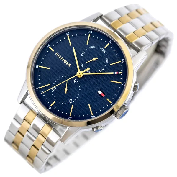 Tommy Hilfiger Easton 1710432 férfi karóra, kék számlap, 44 mm, 5 ATM, acél szíj